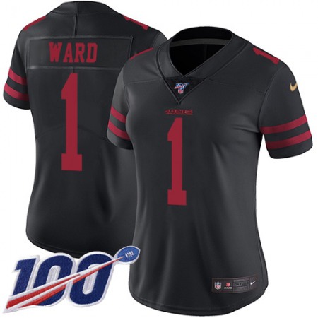 Nike 49ers #1 Jimmie Ward Black Alternate Women's Stitched NFL 100th Season Vapor Limited Jersey