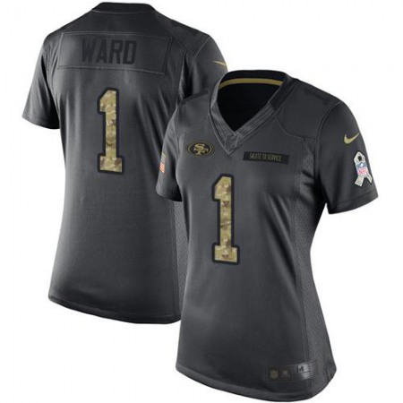 Nike 49ers #1 Jimmie Ward Black Women's Stitched NFL Limited 2016 Salute to Service Jersey