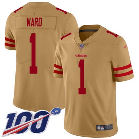 Nike 49ers #1 Jimmie Ward Gold Men's Stitched NFL Limited Inverted Legend 100th Season Jersey