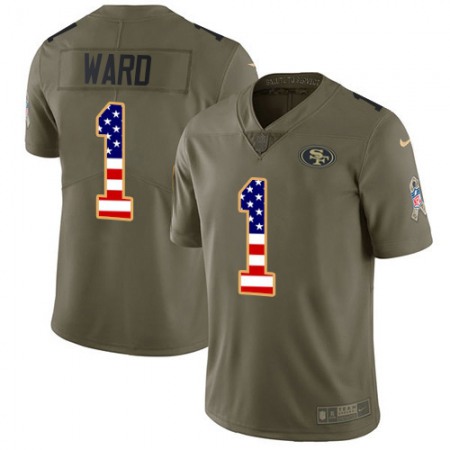 Nike 49ers #1 Jimmie Ward Olive/USA Flag Men's Stitched NFL Limited 2017 Salute To Service Jersey