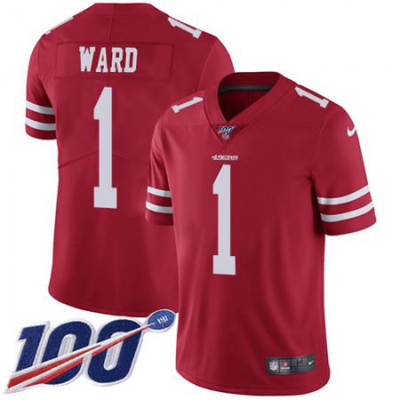 Nike 49ers #1 Jimmie Ward Red Team Color Men's Stitched NFL 100th Season Vapor Limited Jersey