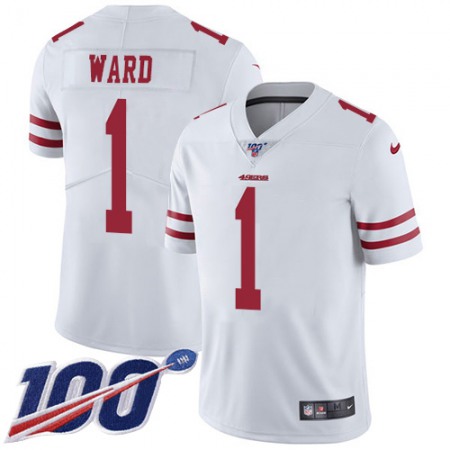 Nike 49ers #1 Jimmie Ward White Men's Stitched NFL 100th Season Vapor Limited Jersey
