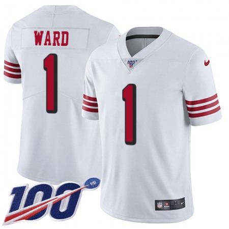 Nike 49ers #1 Jimmie Ward White Rush Men's Stitched NFL Limited 100th Season Jersey
