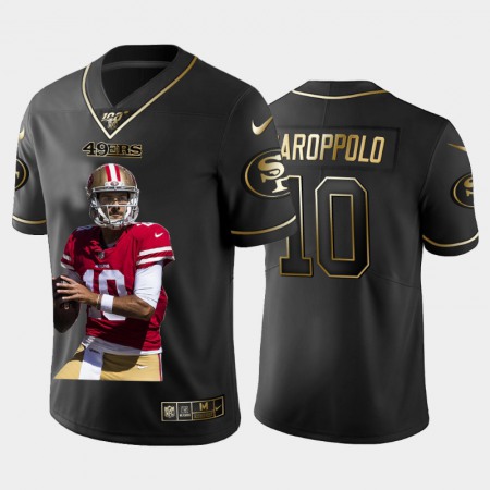 San Francisco 49ers #10 Jimmy Garoppolo Nike Team Hero 4 Vapor Limited NFL 100 Jersey Black Golden