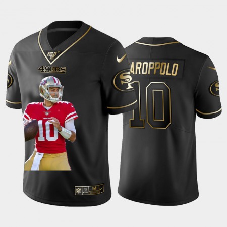 San Francisco 49ers #10 Jimmy Garoppolo Nike Team Hero Vapor Limited NFL 100 Jersey Black Golden