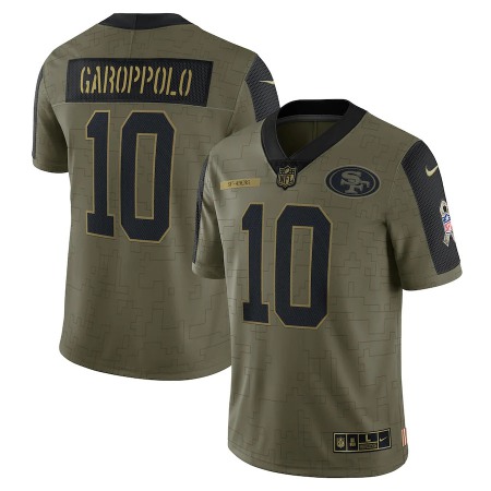 San Francisco 49ers #10 Jimmy Garoppolo Olive Nike 2021 Salute To Service Limited Player Jersey