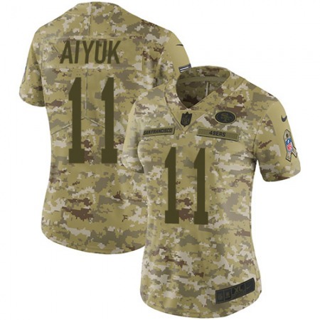 Nike 49ers #11 Brandon Aiyuk Camo Women's Stitched NFL Limited 2018 Salute To Service Jersey