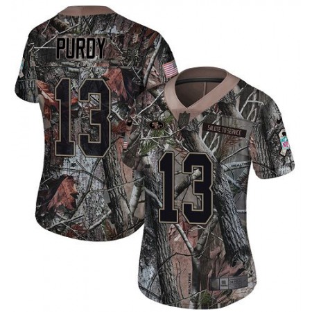 Nike 49ers #13 Brock Purdy Camo Women's Stitched NFL Limited Rush Realtree Jersey