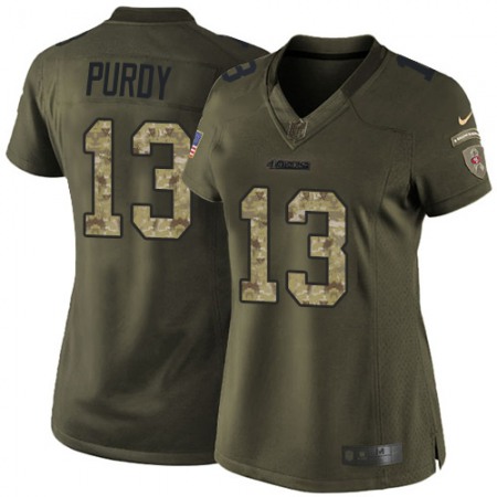 Nike 49ers #13 Brock Purdy Green Women's Stitched NFL Limited 2015 Salute To Service Jersey