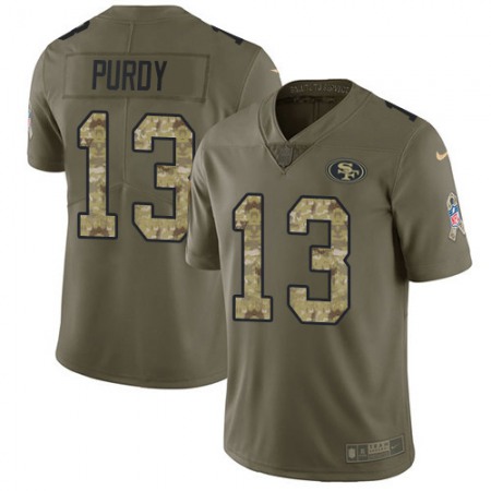 Nike 49ers #13 Brock Purdy Olive/Camo Youth Stitched NFL Limited 2017 Salute To Service Jersey