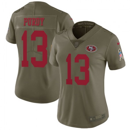 Nike 49ers #13 Brock Purdy Olive Women's Stitched NFL Limited 2017 Salute to Service Jersey
