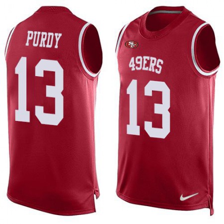 Nike 49ers #13 Brock Purdy Red Team Color Men's Stitched NFL Limited Tank Top Jersey