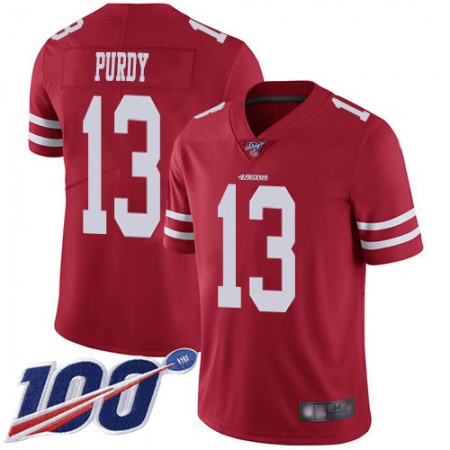 Nike 49ers #13 Brock Purdy Red Team Color Youth Stitched NFL 100th Season Vapor Limited Jersey