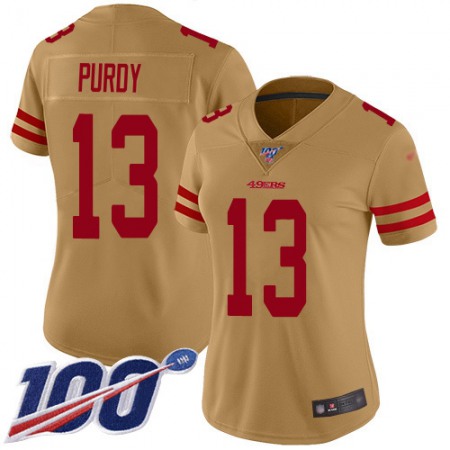 San Francisco 49ers #13 Brock Purdy Gold Women's Stitched NFL Limited Inverted Legend 100th Season Jersey