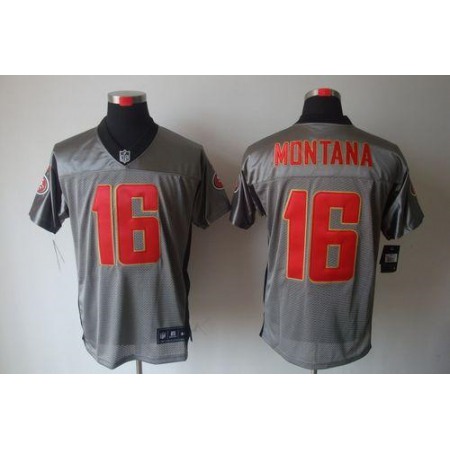 Nike 49ers #16 Joe Montana Grey Shadow Men's Stitched NFL Elite Jersey