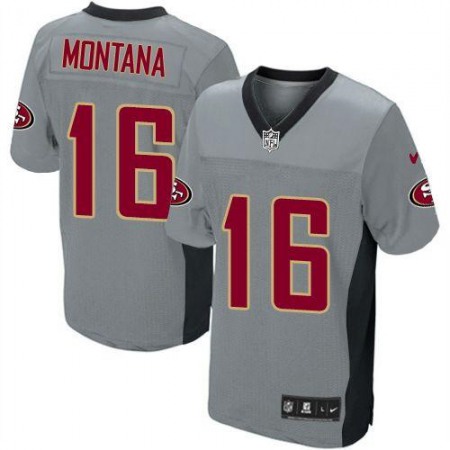 Nike 49ers #16 Joe Montana Grey Shadow Youth Stitched NFL Elite Jersey