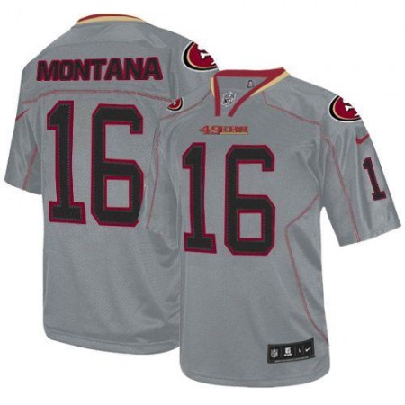 Nike 49ers #16 Joe Montana Lights Out Grey Youth Stitched NFL Elite Jersey