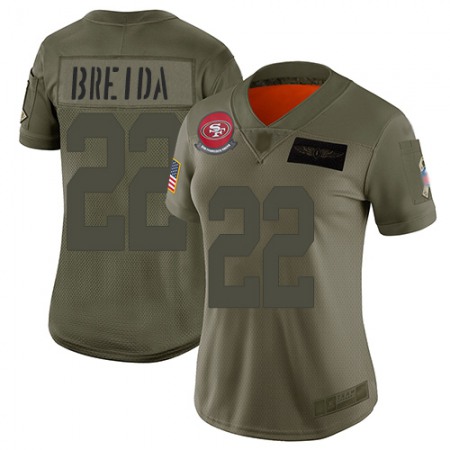 Nike 49ers #22 Matt Breida Camo Women's Stitched NFL Limited 2019 Salute to Service Jersey