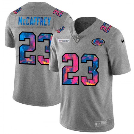 San Francisco 49ers #23 Christian McCaffrey Men's Nike Multi-Color 2020 NFL Crucial Catch NFL Jersey Greyheather