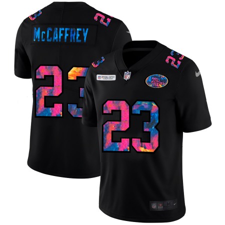 San Francisco 49ers #23 Christian McCaffrey Men's Nike Multi-Color Black 2020 NFL Crucial Catch Vapor Untouchable Limited Jersey