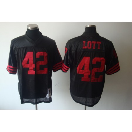 Mitchell and Ness 49ers #42 Ronnie Lott Black Stitched NFL Jersey