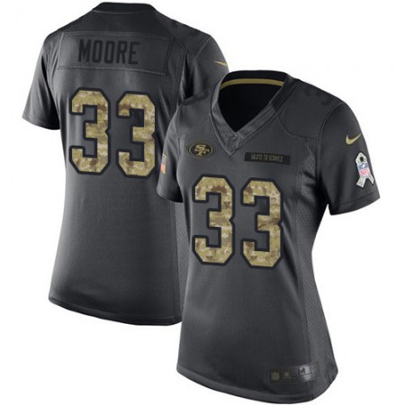 Nike 49ers #33 Tarvarius Moore Black Women's Stitched NFL Limited 2016 Salute to Service Jersey