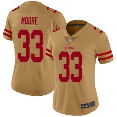 Nike 49ers #33 Tarvarius Moore Gold Women's Stitched NFL Limited Inverted Legend Jersey