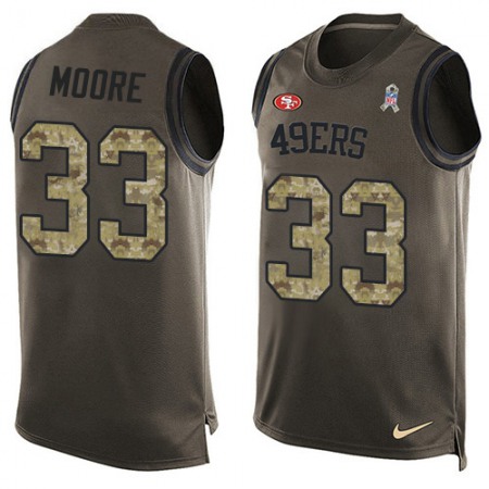 Nike 49ers #33 Tarvarius Moore Green Men's Stitched NFL Limited Salute To Service Tank Top Jersey