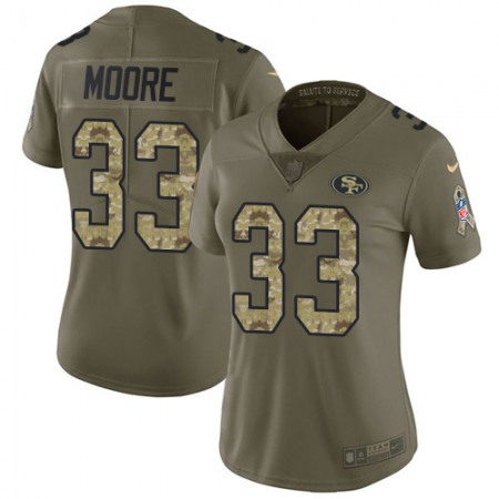 Nike 49ers #33 Tarvarius Moore Olive/Camo Women's Stitched NFL Limited 2017 Salute To Service Jersey