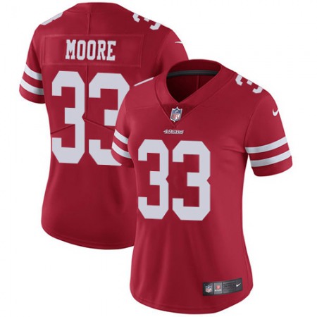 Nike 49ers #33 Tarvarius Moore Red Team Color Women's Stitched NFL Vapor Untouchable Limited Jersey