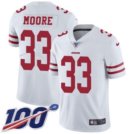 Nike 49ers #33 Tarvarius Moore White Men's Stitched NFL 100th Season Vapor Limited Jersey