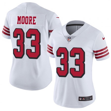 Nike 49ers #33 Tarvarius Moore White Rush Women's Stitched NFL Vapor Untouchable Limited Jersey