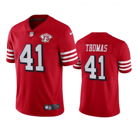 Nike 49ers #41 Ambry Thomas Red Rush Men's 75th Anniversary Stitched NFL Vapor Untouchable Limited Jersey