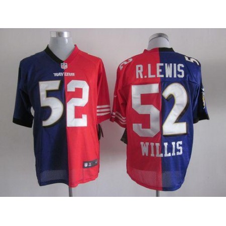 Nike Ravens & 49ers #52 Ray Lewis & Patrick Willis Purple/Red Men's Stitched NFL Mixture Elite Jersey