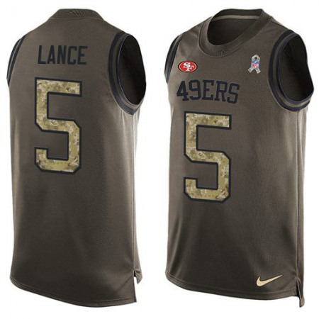 San Francisco 49ers #5 Trey Lance Green Men's Stitched NFL Limited Salute To Service Tank Top Jersey