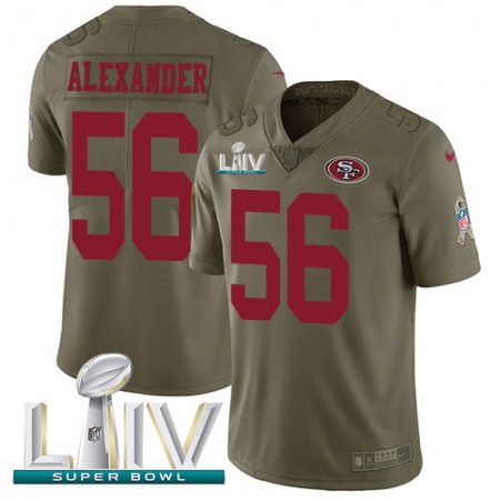 Nike 49ers #56 Kwon Alexander Olive Super Bowl LIV 2020 Youth Stitched NFL Limited 2017 Salute To Service Jersey