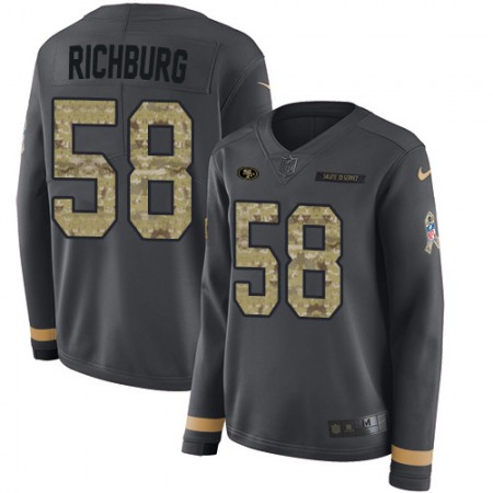 Nike 49ers #58 Weston Richburg Anthracite Salute to Service Women's Stitched NFL Limited Therma Long Sleeve Jersey