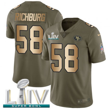 Nike 49ers #58 Weston Richburg Olive/Gold Super Bowl LIV 2020 Youth Stitched NFL Limited 2017 Salute To Service Jersey