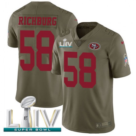 Nike 49ers #58 Weston Richburg Olive Super Bowl LIV 2020 Youth Stitched NFL Limited 2017 Salute To Service Jersey