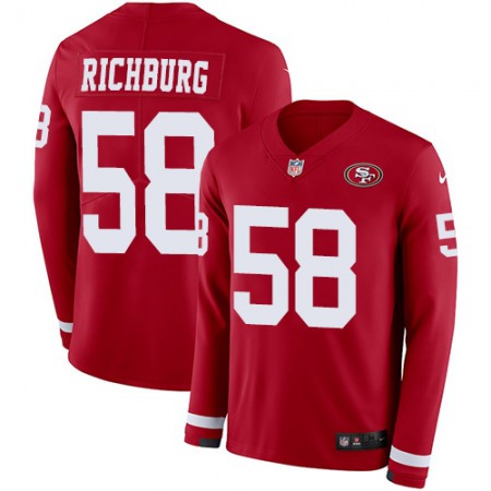 Nike 49ers #58 Weston Richburg Red Team Color Youth Stitched NFL Limited Therma Long Sleeve Jersey