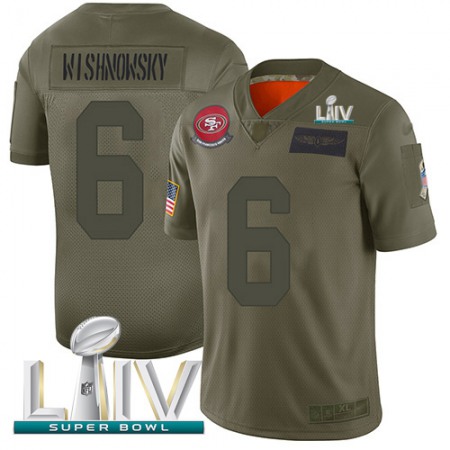 Nike 49ers #6 Mitch Wishnowsky Camo Super Bowl LIV 2020 Youth Stitched NFL Limited 2019 Salute To Service Jersey