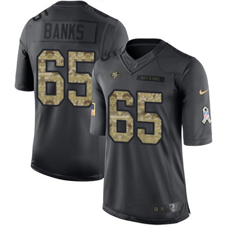 Nike 49ers #65 Aaron Banks Black Youth Stitched NFL Limited 2016 Salute to Service Jersey