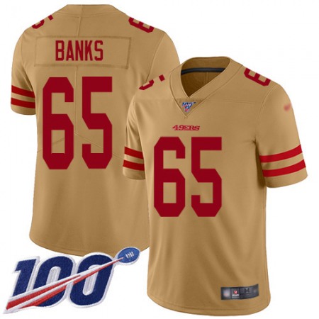 Nike 49ers #65 Aaron Banks Gold Youth Stitched NFL Limited Inverted Legend 100th Season Jersey