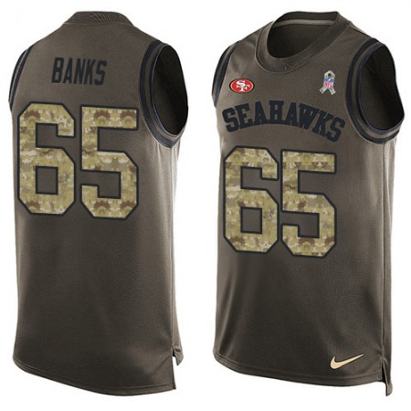 Nike 49ers #65 Aaron Banks Green Men's Stitched NFL Limited Salute To Service Tank Top Jersey