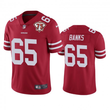 Nike 49ers #65 Aaron Banks Red Youth 75th Anniversary Stitched NFL Vapor Untouchable Limited Jersey