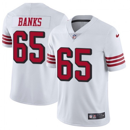 Nike 49ers #65 Aaron Banks White Youth Stitched NFL Limited Rush Jersey