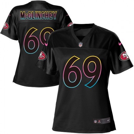 Nike 49ers #69 Mike McGlinchey Black Women's NFL Fashion Game Jersey