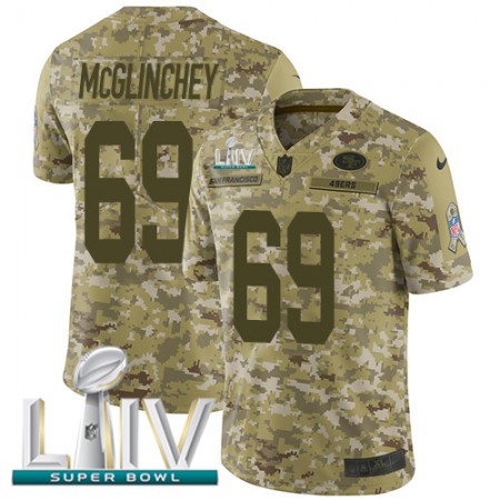 Nike 49ers #69 Mike McGlinchey Camo Super Bowl LIV 2020 Youth Stitched NFL Limited 2018 Salute To Service Jersey