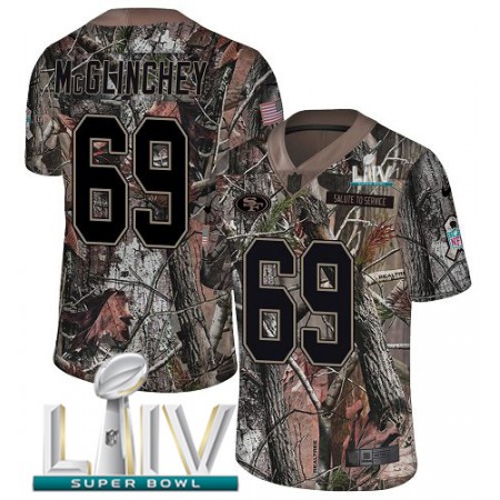 Nike 49ers #69 Mike McGlinchey Camo Super Bowl LIV 2020 Youth Stitched NFL Limited Rush Realtree Jersey