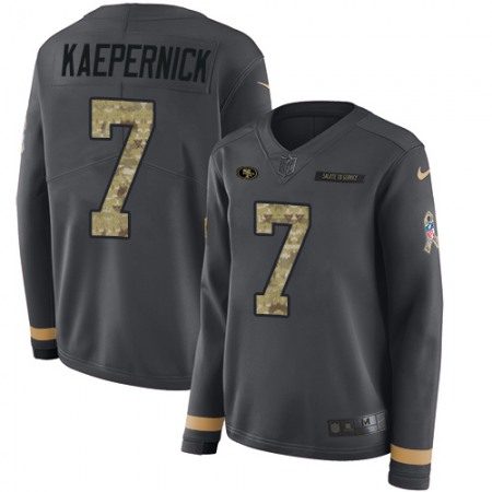 Nike 49ers #7 Colin Kaepernick Anthracite Salute to Service Women's Stitched NFL Limited Therma Long Sleeve Jersey